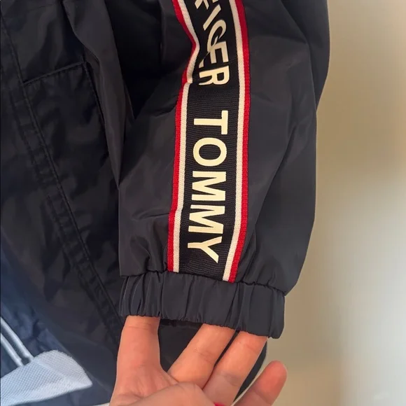 Tommy Hilfiger White, Navy & Red Colorblock Hooded Windbreaker - Picture 5 of 7